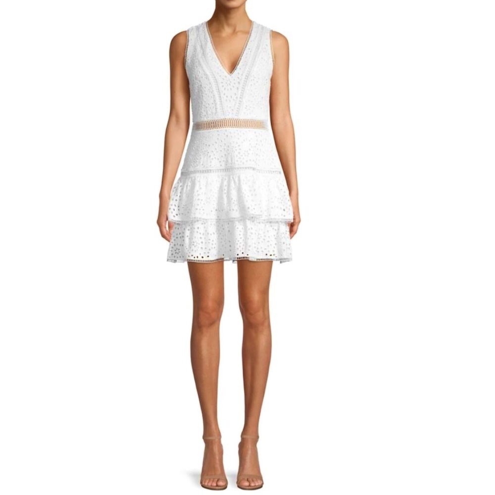 Alice + Olivia Tonie Embroidered Eyelet Dress 0